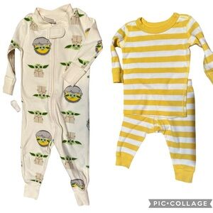 Hanna Andersson Star Wars Christmas Yellow White Stripe Pajamas Sleeper